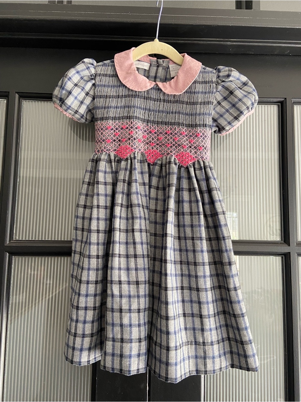 Carriage Boutique by Imagewear Girls Dress Smock Plaid Embroidered Size 3T